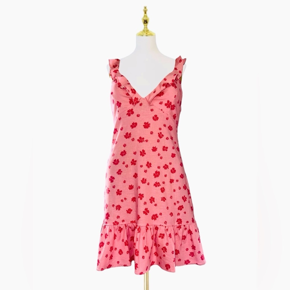 Zara NWT xs pink floral mini dress